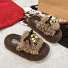 Thick-bottomed outer wear fluffy slippers women's 2025 autumn and winter new fashion small muffin roll plush cotton mop