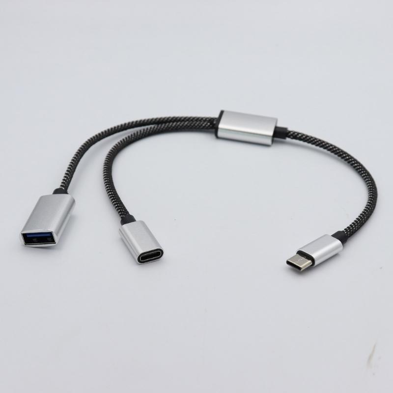 MultiDevice Connection USB C Male To 2 Female Y Splitter, 480Mbps Data Syncs And Charge Cord For Laptops,