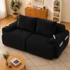 Modular Corduroy Sofa for 2 People, Vacuum-Packed, Includes Cup Holder and Side Storage Pocket. Ideal for Living Room and Family Room. Black