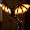 Gothic Resin Table Lamps Bat Tree Branch Night Light, Halloween Tabletop Decor Lamp Indoor Decorative Lighting with Warm Glow, Spooky Desk Ornament