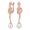 Unique  Rose Gold Snake Drop Earrings For Women Fashion Pearl Accessories Heavy Metals Punk Rock Vintage Animal Jewelry