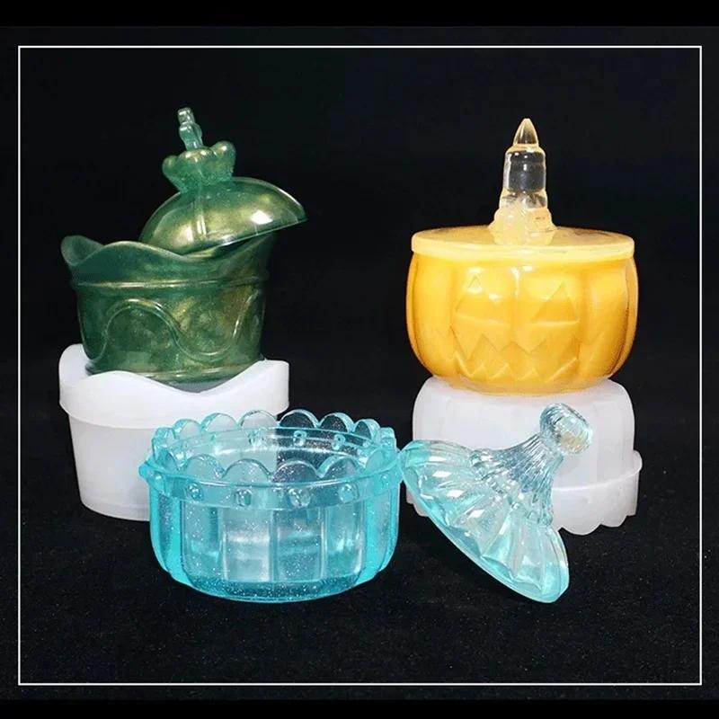 Moule en Résine Silicone Fait Main Créatif Forme Citrouille Boîte de Rangement Découpée Moule Fabrication Bijoux DIY Époxy Cristal Boîte Cadeau Accessoires