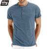 Nouveaux hommes T-shirt col Henry Design de mode coupe ajustée solide T-shirts hommes hauts T-shirts à manches courtes T-shirt pour hommes