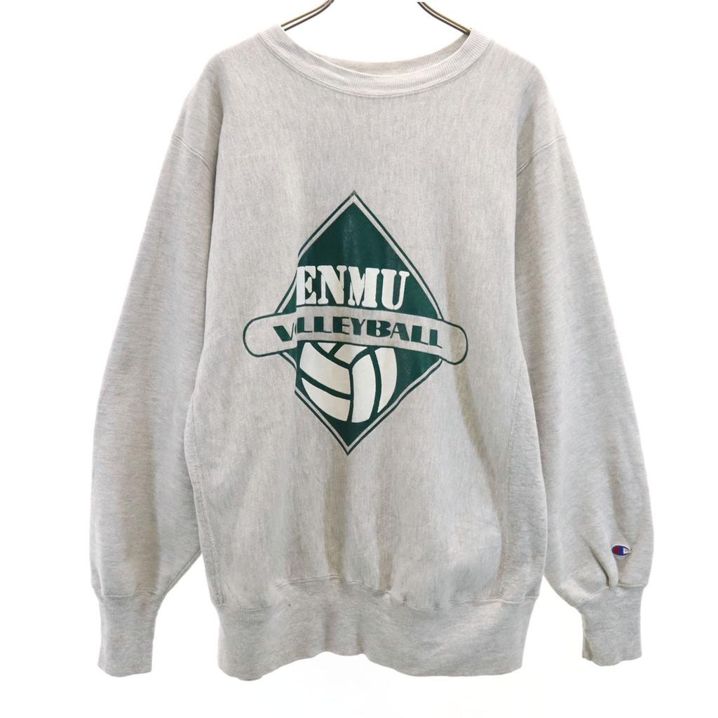 Champion 90s Old embroidered tag made in USA Volleyball Print Long sleeve Reverse Weave Sweatshirt trainer Men's Used