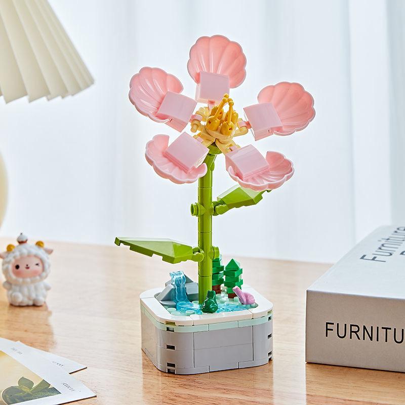 64 Styles Rose Flower Building Block Flower Eternal Bouquet Prickly Pear Model Plant Decoration Educational Toy For Kids Gift