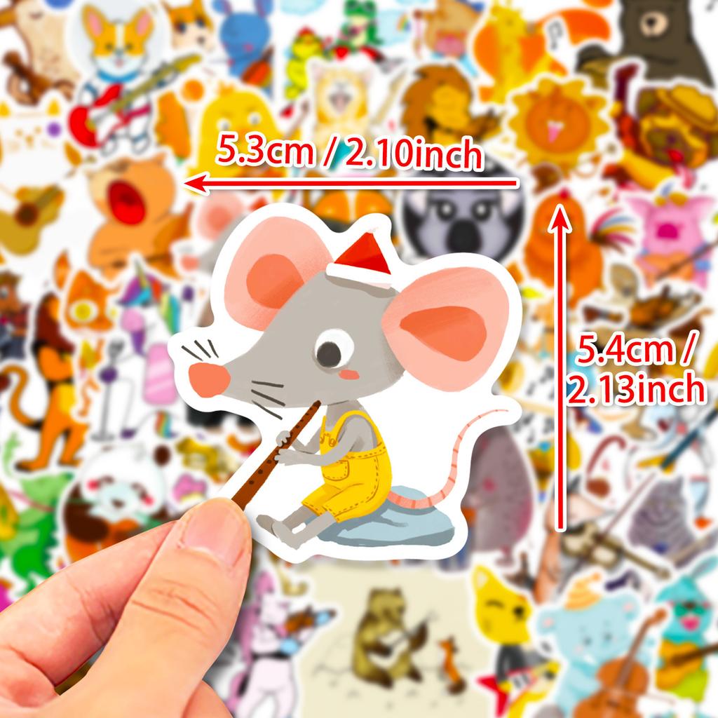 50 Tier-Konzert-Sticker Selbstklebende Cartoon-Tiere Kindergarten Belohnungs-Sticker