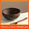 1PC New Natural Coconut Bowl Wooden Handmade Coconut Bowls For Eating Tableware Fork Spoon For Dessert Fruit Salad Mixing Rice