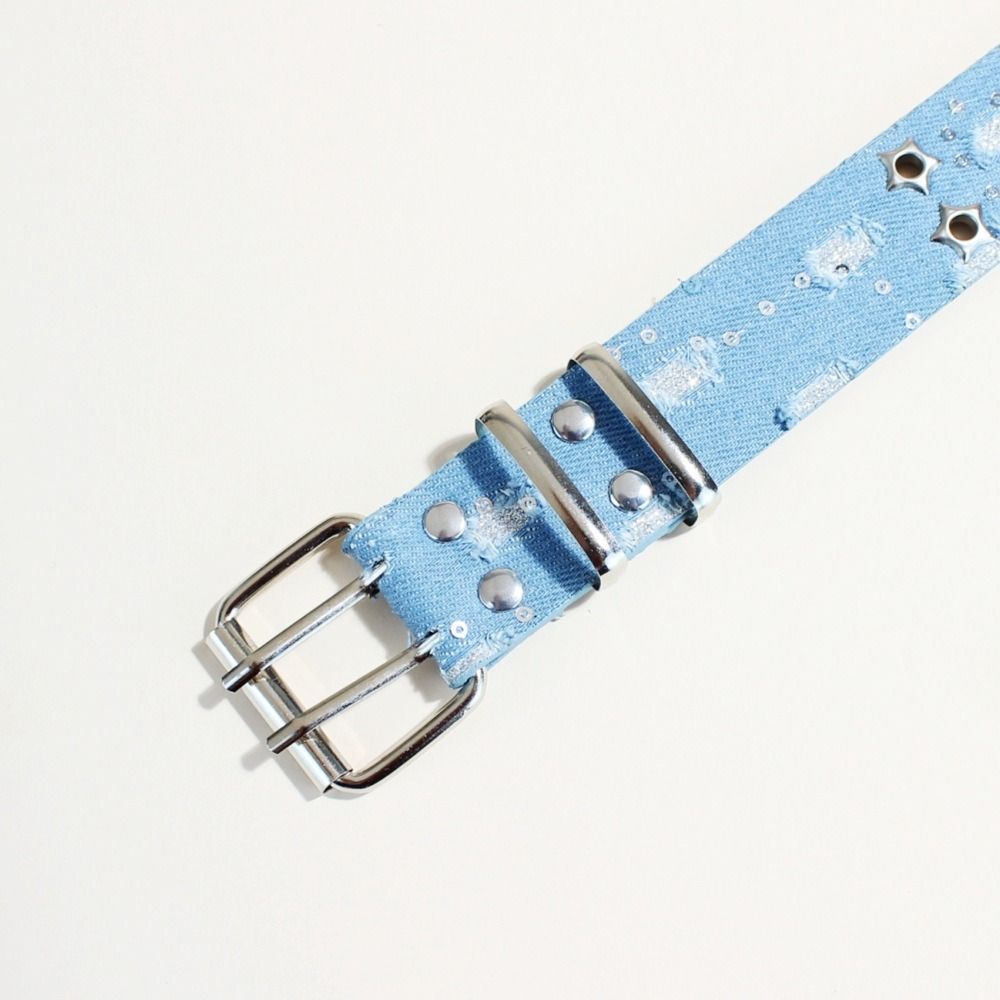 Vielseitiger Breiter Ledergürtel Luxuriöses Design Stern Ausgeschnitten Gürtel Mode Punk Denim Taillenband