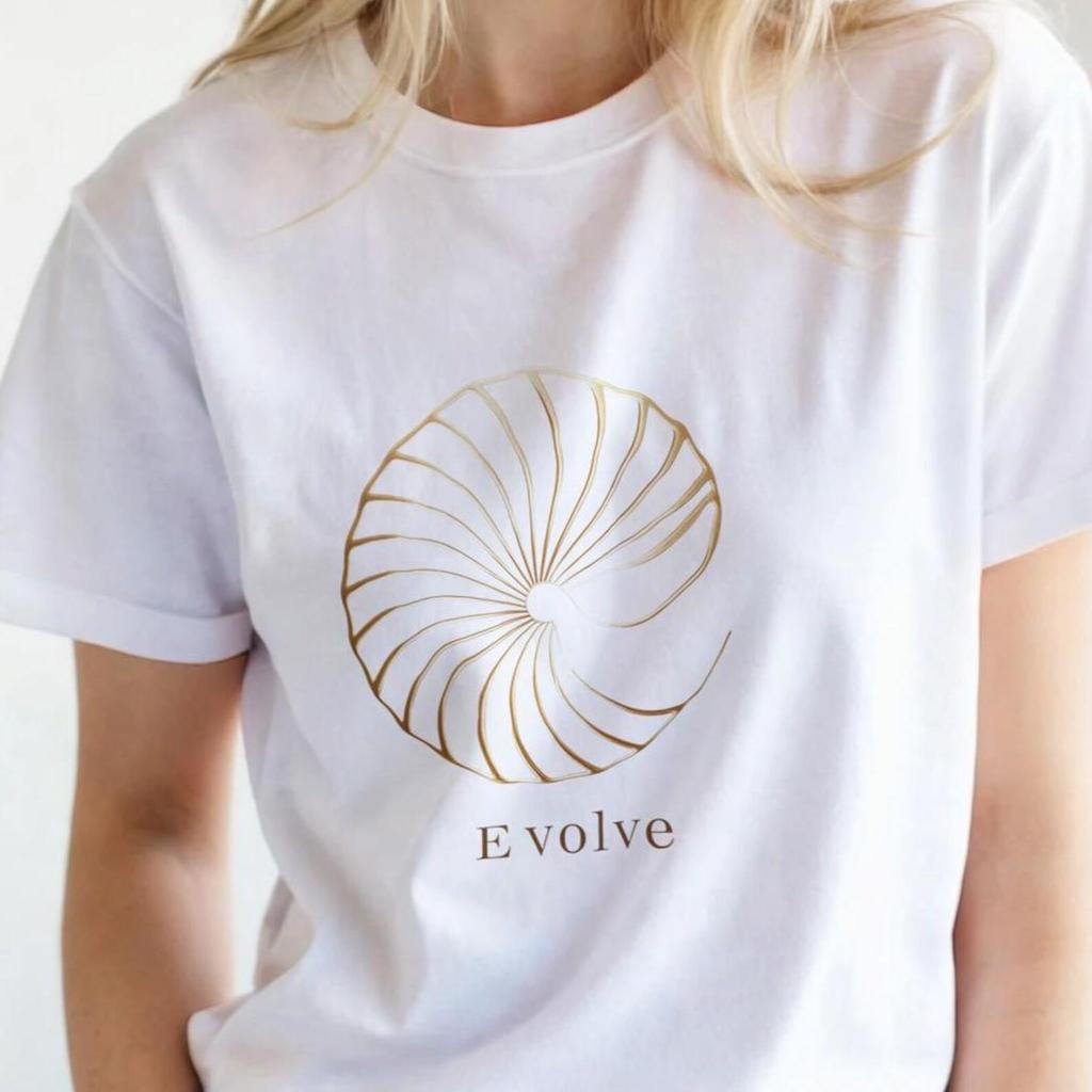 Evolve T-Shirt | Minimalist Spiritual Tee | Luxe Geometric Shirt | Mindfulness Aesthetic Top | Self Growth Gift for Her
