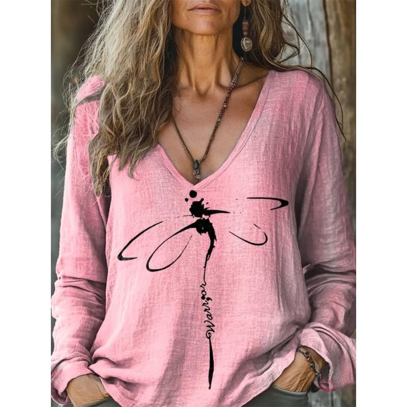 JPNTKY Women's Fashion Casual Long Sleeve V Neck Blouses & Shirts