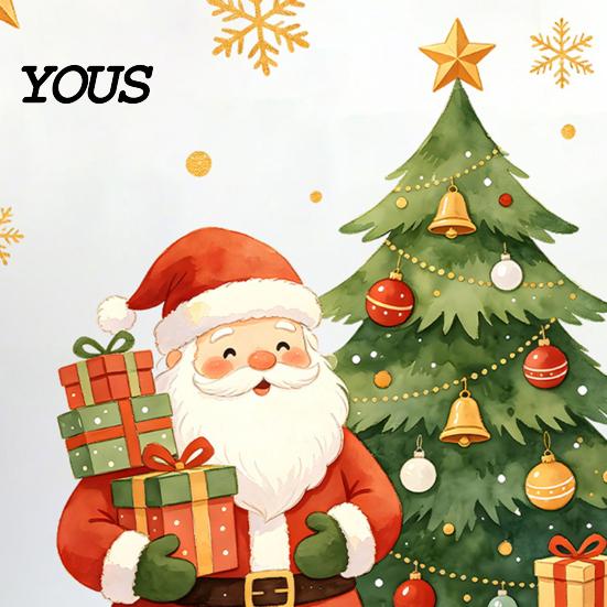Indoor Outdoor Holiday Accents Cartoon Christmas Window Sticker, Removable Santa Snowman Tree Decal, Waterproof PVC Ornaments Static Cling Sticker