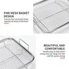 A74E-4Pcs Air Fryer Basket For Oven, Stainless Steel Grill Basket, Non-Stick Mesh Basket, Air Fryer Tray Wire Rack Basket