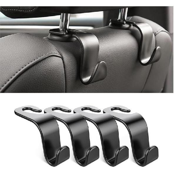 Car Seat Headrest Hook, 4 Pack Auto Seat Hanger Storage Organizer For Purse Handbag Coats Grocery Bags, Automotive Interior Accessories, Universal