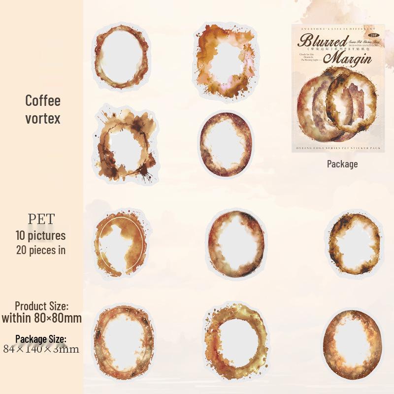 Retro Ketchup Girl Watercolor Border PET Stickers - 6 Styles