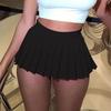 2022 New Women's Green Pleated A-line Mini Skirt - European & American Fashion