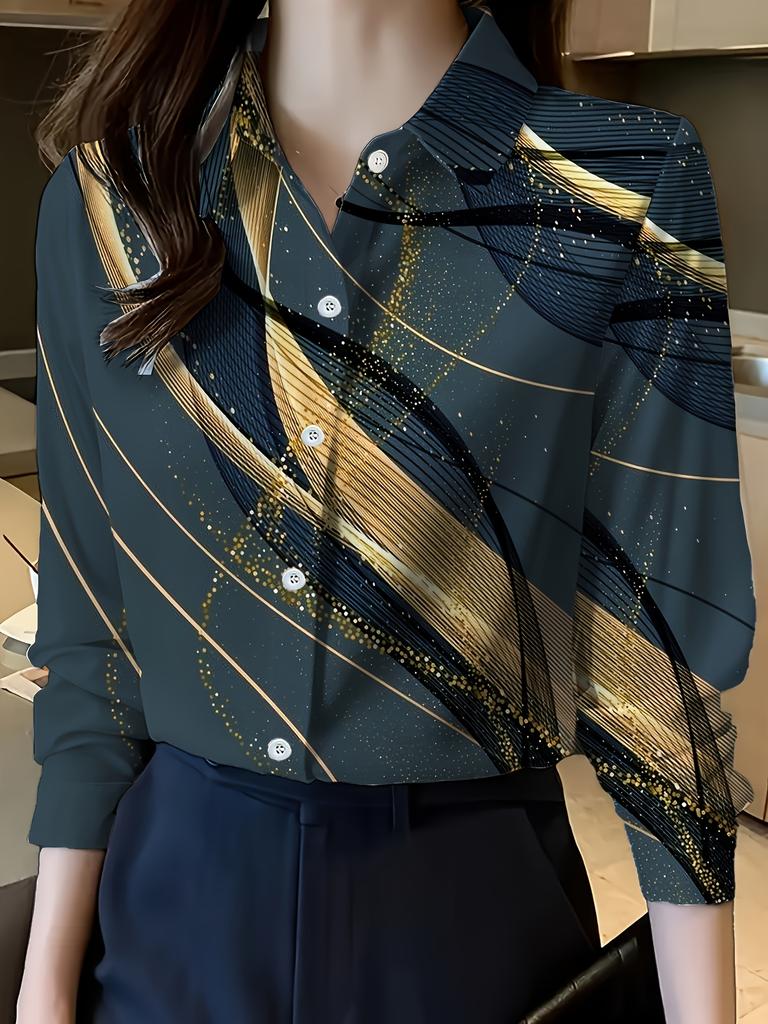 Reversdesign Damenhemd Temperament Leopardenmuster Langarm Hemd mit Knöpfen Party Pendler Mode Damen