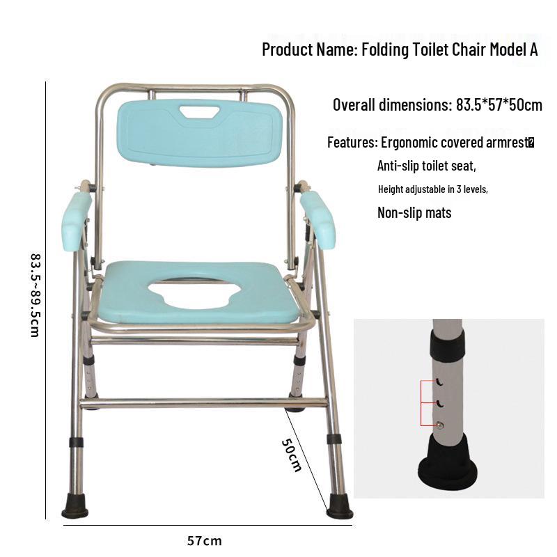 Foldable Shower and Toilet Chair for Elderly, Pregnant, or Disabled Individuals