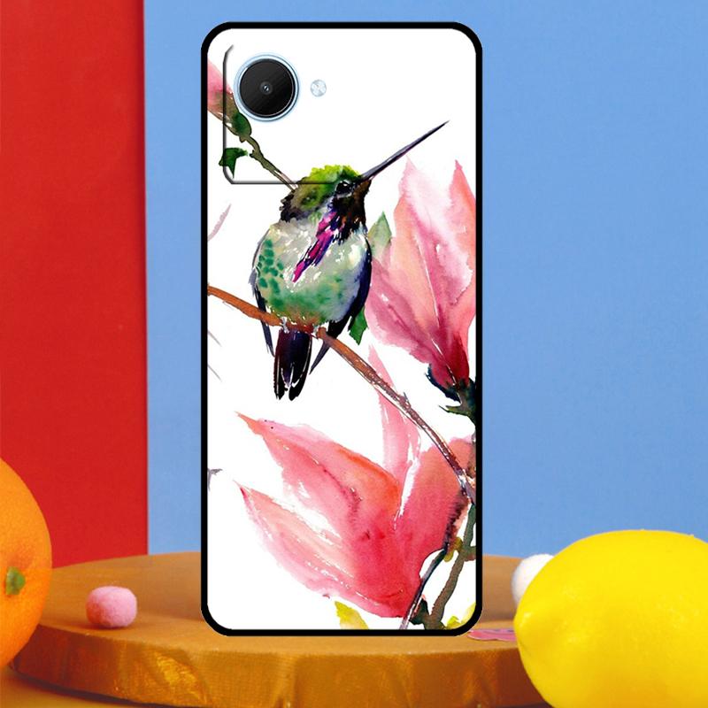 Hummingbird and Flowers For Realme C55 C53 C67 C51 C35 C33 C31 C30 C25s C21Y GT Neo 6 5 9 10 11 12 Pro Plus Case