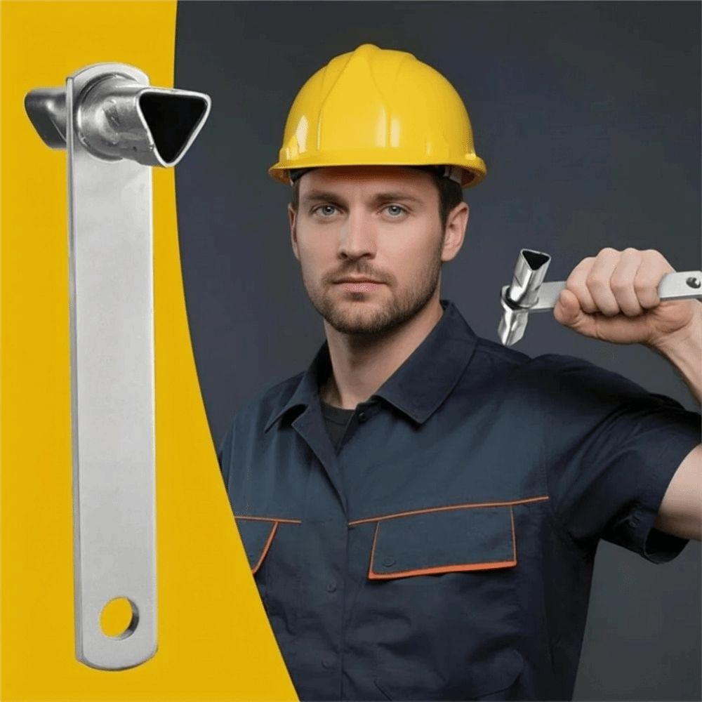 Steel Construction Triangular Key Galvanized Finish Anti Slip Grip Column Wrench Double Head Weather Resistant Barrier Key