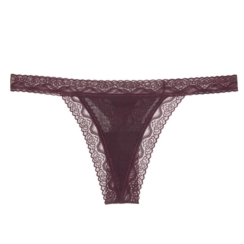 

FINETOO S-XL, хлопковые кружевные женские стринги, женское нижнее белье, сексуальное T-bakck, интимные мягкие женские трусы с V-образным вырезом, 7 цветов XL фиолетовый