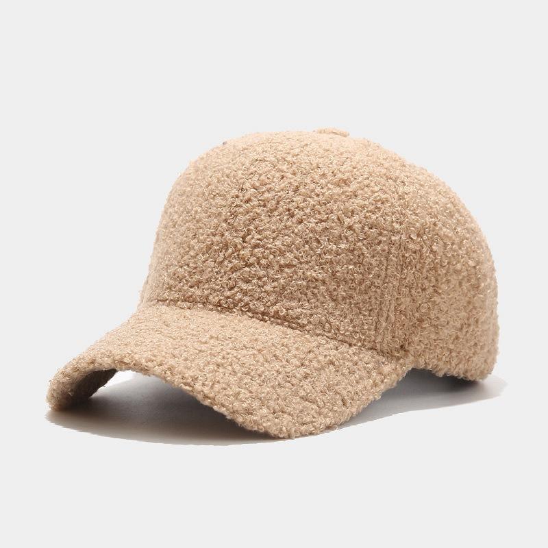Autumn and Winter Men's and Women's Caps Thickened Warm Lamb Wool Caps Solid Color Outdoor Baseball Caps