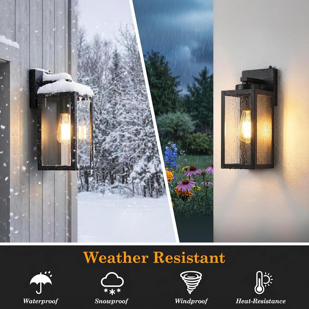 BesLowe Upgraded Dusk To Dawn Outdoor Wall Lights, Matte Black, 2-Pack