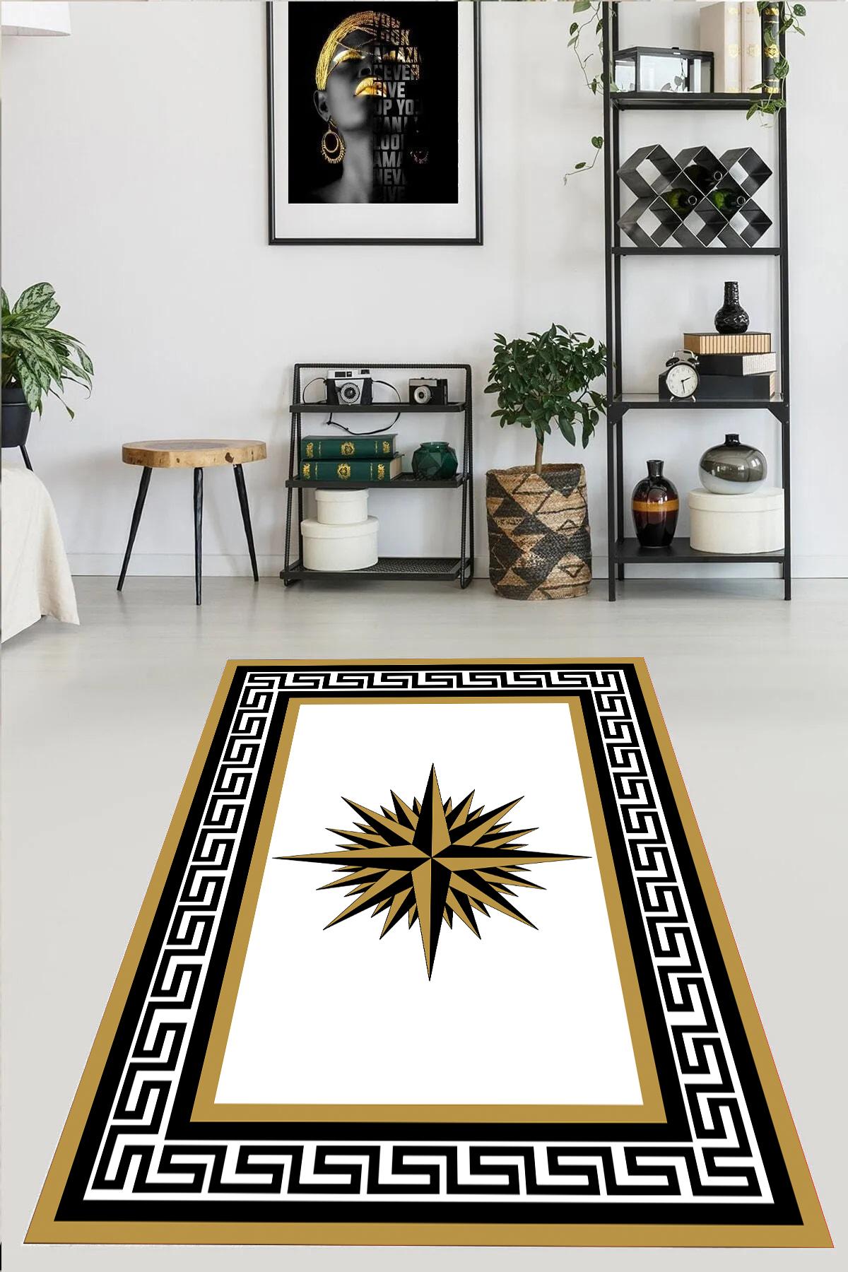 

YTRHOME Home Modern E1012 Нескользящая точечная основа с цифровой печатью нового поколения, ковер для гостиной, кухни, прихожей и напольный коврик 50 x 80 серый/чёрный