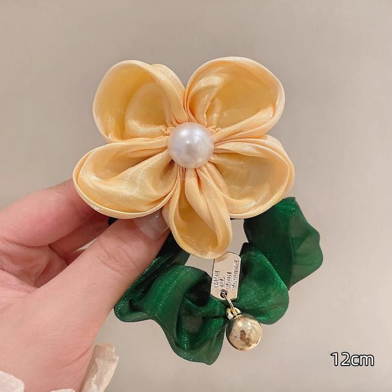 French Stain Rose Flower Elastic Hairbands Women Girls Hair Ropes Ties Flower Hair Scrunchies Ponytail Holder Hair Accessories