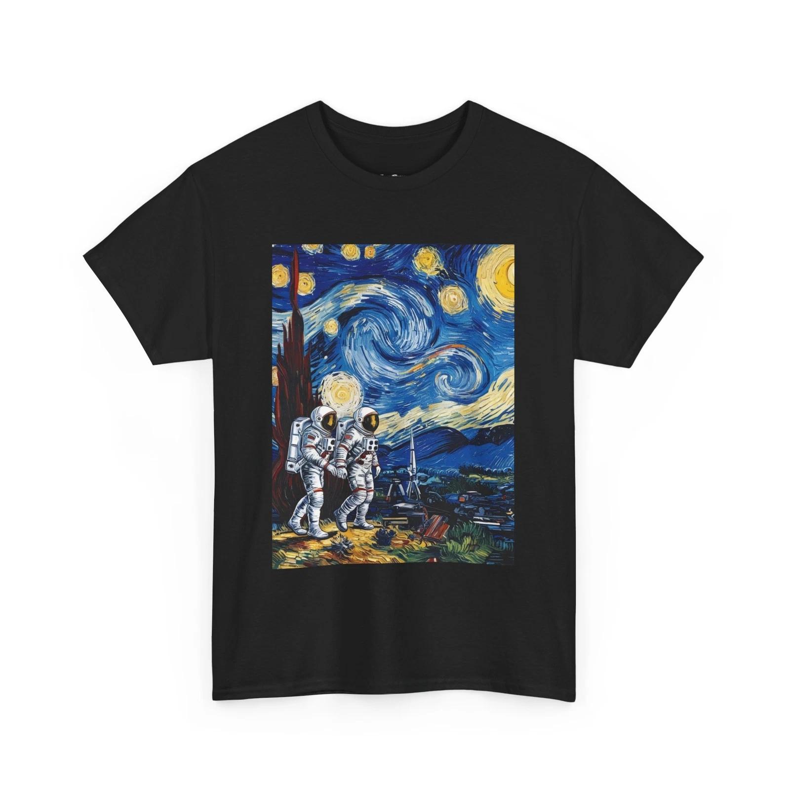 Starry Night Astronaut Tee, Van Gogh Space Tshirt, Alien Art Shirt, Heavenly XL