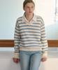 Deuloupisumeon Ripple Stripe Cotton V-Neck Knit [Black]