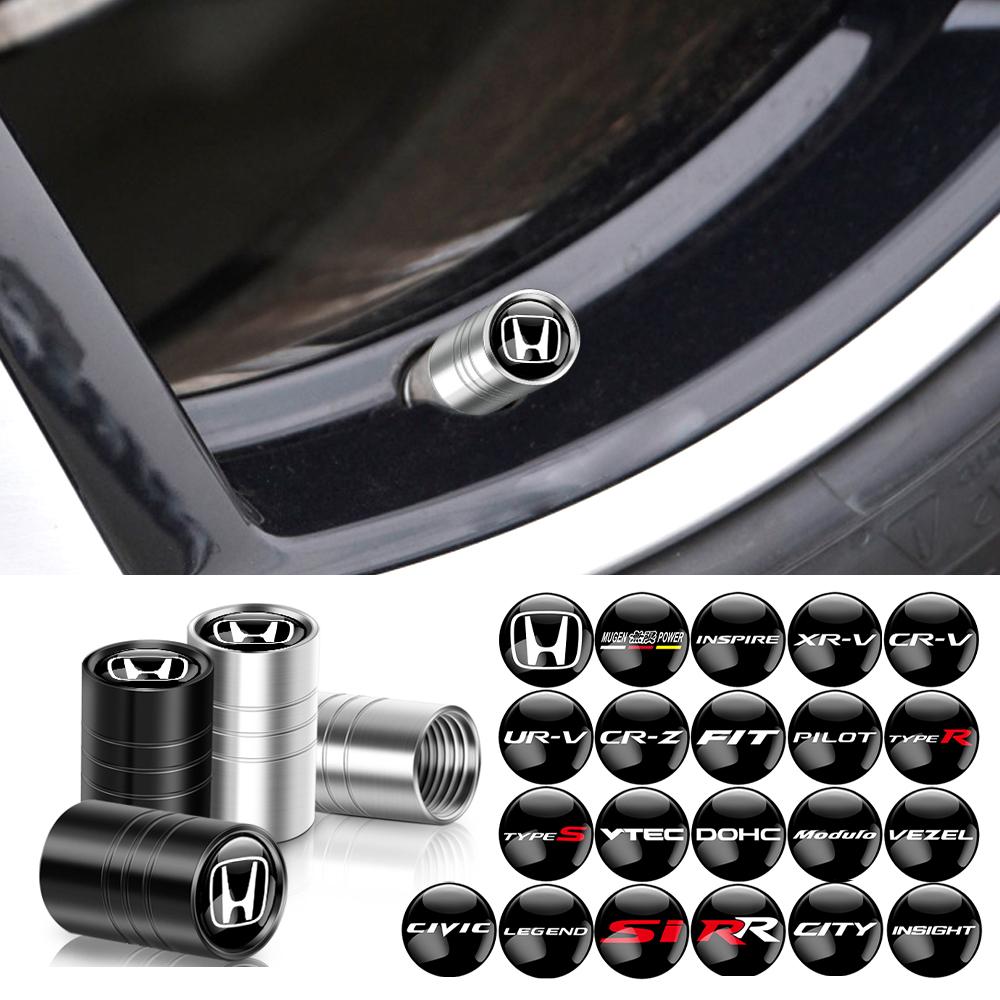4pcs Car Wheel Tire Valve Caps Air Stem Covers For Honda Civic Accord Fit Jazz Pilot CRV Odyssey Passport City Shuttle HRV Vezel