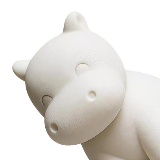 Compact Hippo Sculpture 3D Printed Hippopotamus Statue, Mini Size Desktop Decoration, Solid White Accessory Matte Finish Figurine for Home Office