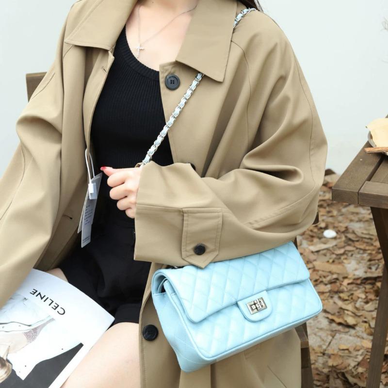 Neue Rhombus-Ketten-Tasche aus erstschichtigem Schafleder, trendige Mode, vielseitig, Pendler-, Unterarm-, Schulter-, Umhängetasche, tragbare Damentasche