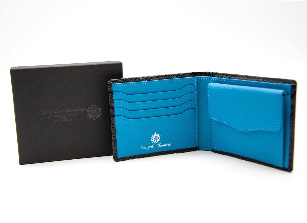 [Complex Gardens] Aoki Bag Wallet, Black, Saxe Blue, Card Case, Python Embossed, Men's Business (Ryuju)