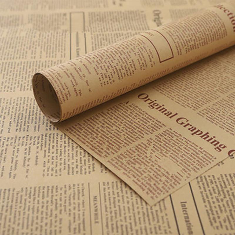 10Sheets Vintage English Newspaper Kraft Paper Brown Kraft Outer Wrapping Paper For Gifts Packaging Flower Wrapping Paper