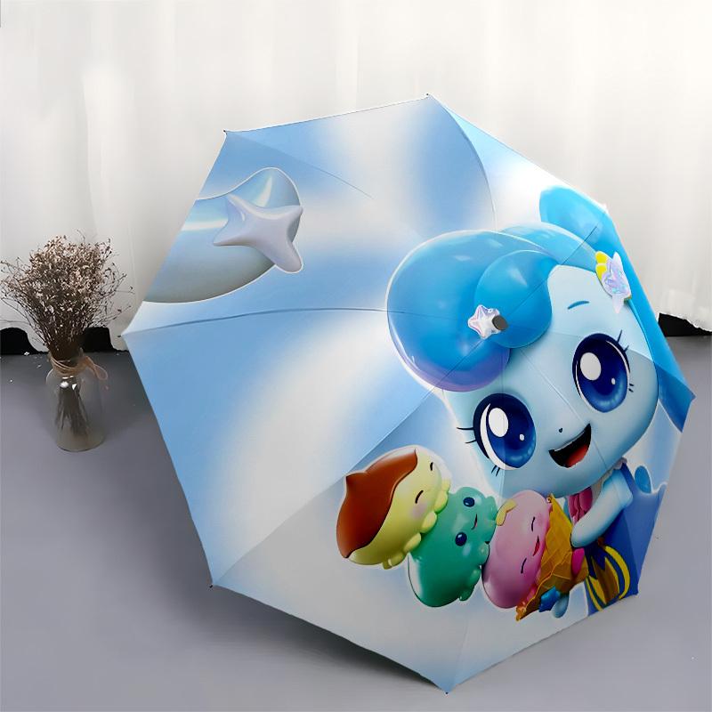 Blue pony, Ice cream Automatic Opening and Closing, 8 rib Structure Portable Umbrella, Suitable for Men and Women in All Seasons Perfect Gi