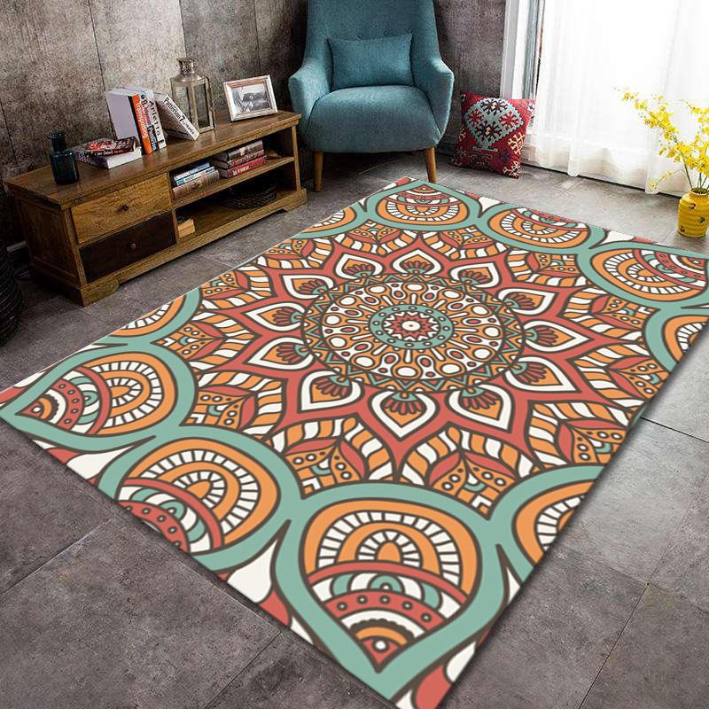 Bosmian Bedroom Splicing Carpet Retro Light Luxury Living Room Coffee Table Floor Mat Turkish Ethnic Style Carpet