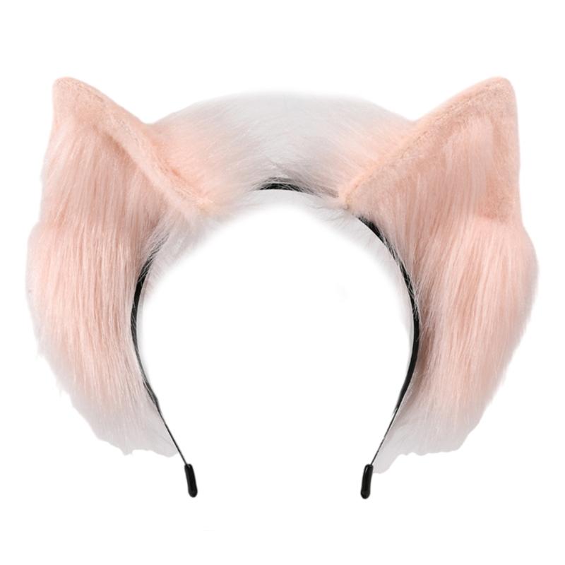 Realistisches Katzenohr-Haarband mit Plüsch-Haarband, Farbverlauf-Design für Damen, Mädchen, Cosplays, Event-Themenpartys