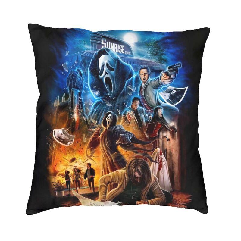 Scream Ghostface Dekokissenbezug, Schlafzimmerdekoration, Halloween-Horrorfilm-Kissen für Sofa, quadratischer Kissenbezug Dakimakura