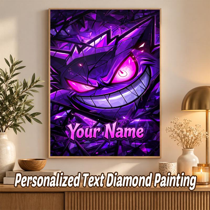 Gengar Custom Name Diamond Painting Personalized 5D Full Drill DIY Diamond Art Home Decor