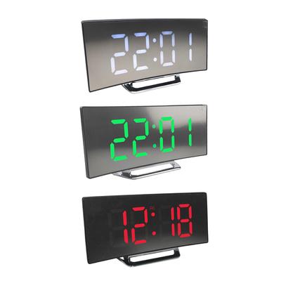 Intelligent Curved Electronic Clock LED Screen Rectangle Table Clock Multi-function 12/24 Hours Living Room Bedroom Dorm Clock