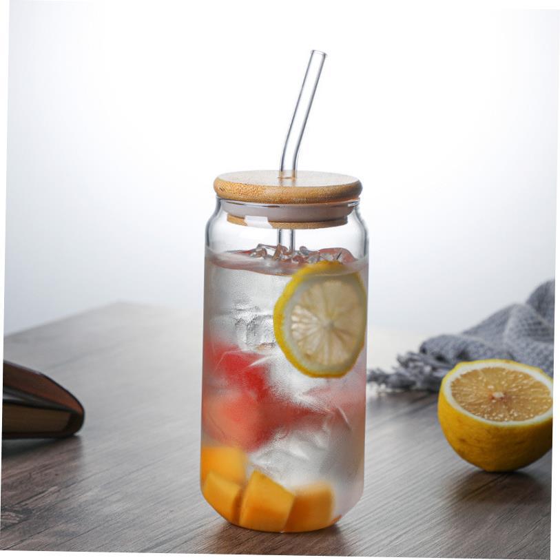 Przezroczysty kubek puszkowy Domowy napój Kawa Cola Szklanka do wody ze słomką Szklany