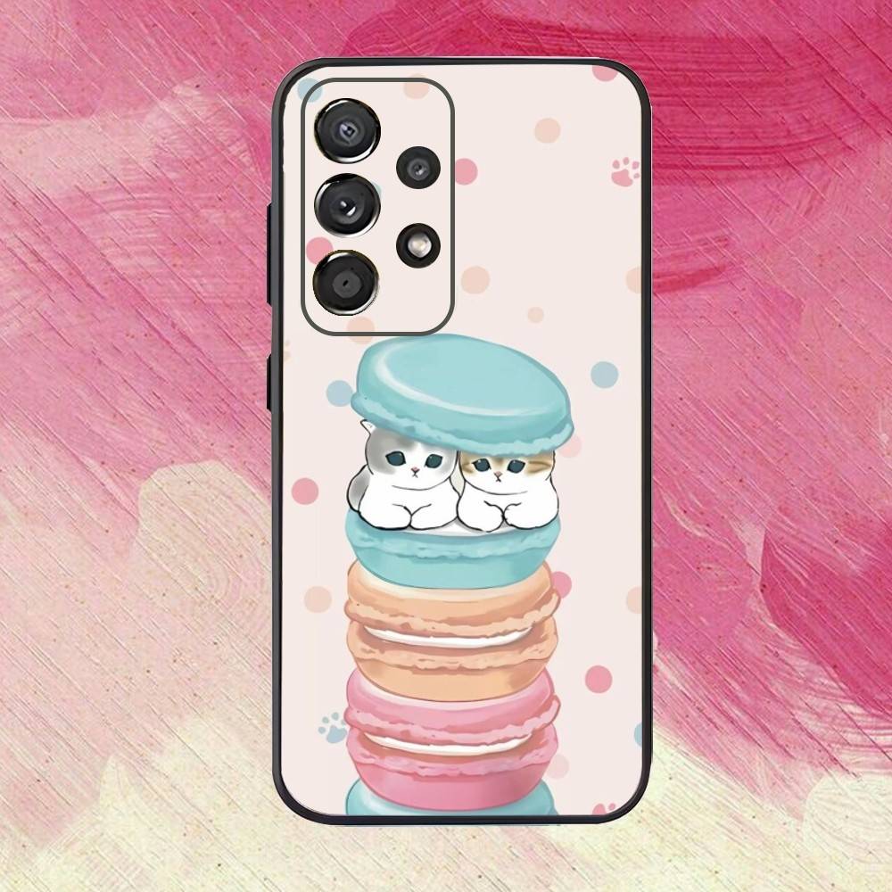 Cute M-Mofusands C-Cat Ear Phone Case For Samsung S25,S24,S21,S22,S23,S30,Ultra,S20,Plus,Fe,Lite,Note,10,9,5G Black Cover