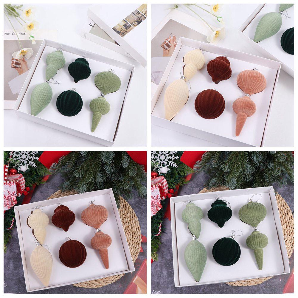 6pcs Shatterproof Christmas Hanging Balls Flocked Xmas Tree Ornaments Home Indoor Outdoor