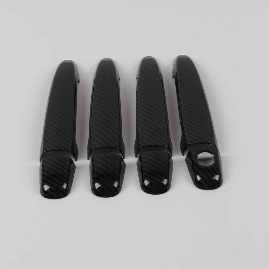 Carbon Fiber Pattern Door Handle Stickers for 2003-2008 Toyota WISH - Bright Black Door Bowl Decoration