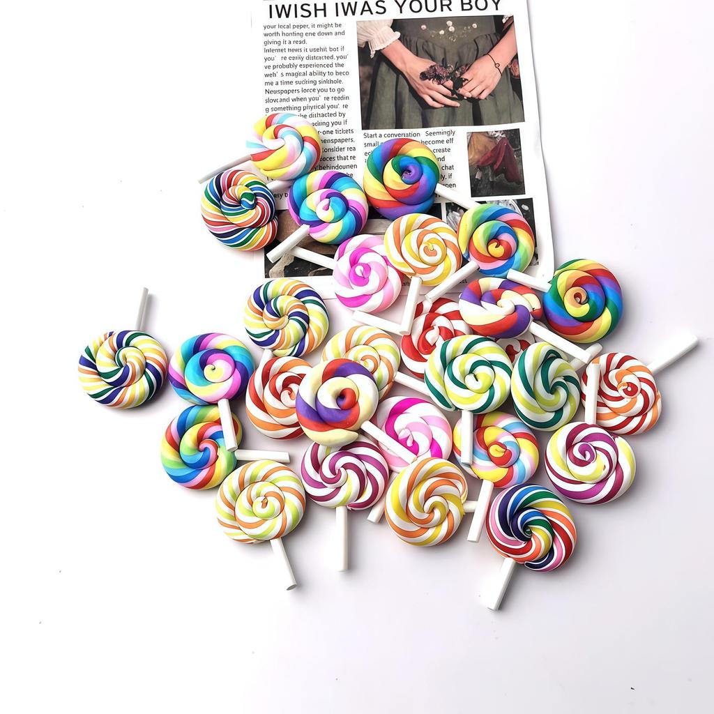 Seven-Color Polymer Clay Lollipop Hair Clips, Earrings, Pendants, Headwear & Mobile Phone DIY Accessories