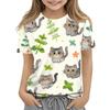 Kids Short Sleeve T Shirt Casual Loose Fit Crew Neck Top with Animal Print Soft Comfortable Fabric Suitable for Everyday Wear