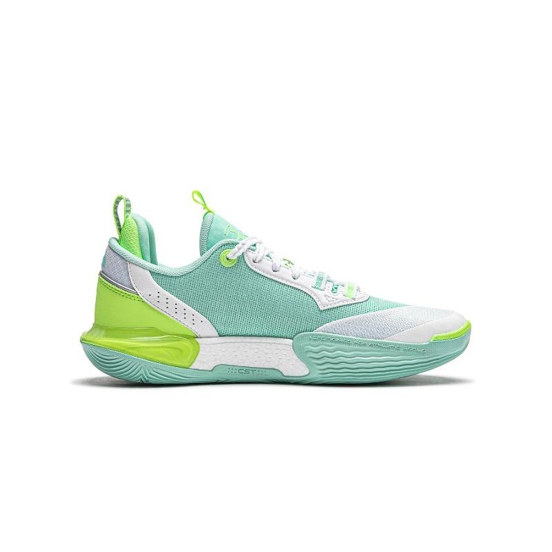 Li-Ning Kids All City 12 Beng Low Top Basketball Shoes White Green YKBU032-5