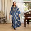 AB402 V-Neck Jacquard Beaded Dubai Dress - Women's Middle Eastern Muslim Robe