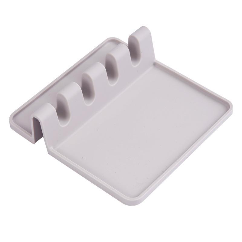 In Stock: Food-Grade Silicone 4-Grid Kitchen Storage Rack & High-Temp Resistant Spoon Rest Mat